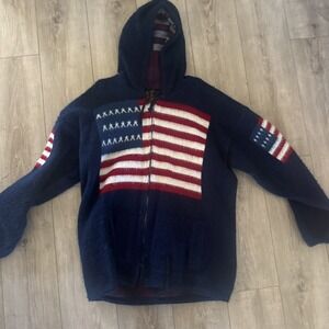 Vintage Tejidos‎ Ruminahui Sweater American Flag Wool Adult Size XL/2XL
